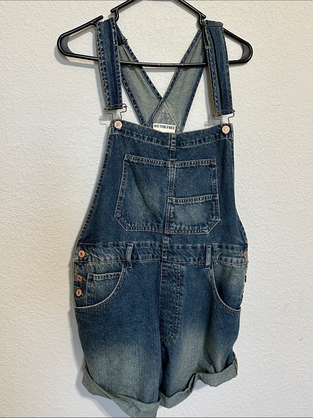 We The Free Dark Blue Denim Shortalls